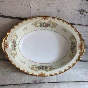 Vintage NORITAKE China 10 1/2" Oval Porcelain Vegetable Bowl Cardinal Gold Trim